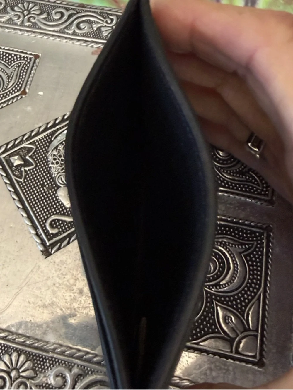 Coach Black Leather Card Holder with Silver 'C' Emblem
